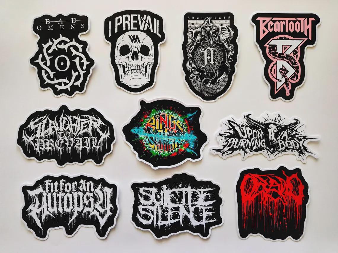 Metalcore / Deathcore / Death Metal Sticker Pack (10 Stickers) SET 3 ...