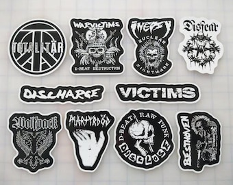 D-Beat Raw Punk Sticker Pack (10 Stickers) SET 1 vinyl decals anarcho crusty powerviolence fastcore black metal death goth anarchist oi!