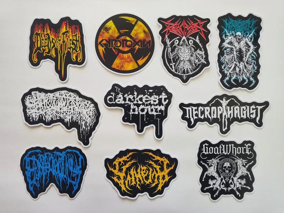 Death Metal Sticker Pack (10 Stickers) Set 10 Vinyl Decals Black Slam ...