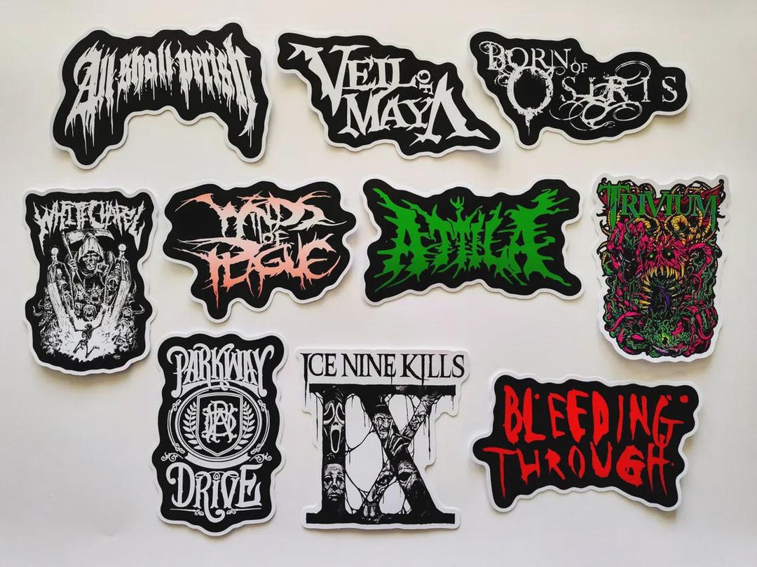 Metalcore / Deathcore / Death Metal Sticker Pack (10 Stickers) SET 4 ...