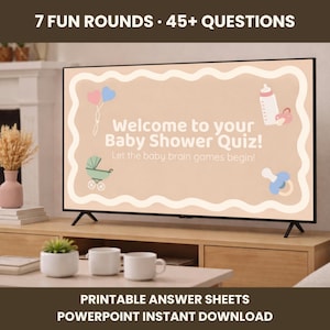 Baby Shower Quiz Game | Virtual PowerPoint Trivia | 7 Rounds Printable | 48+ Questions | Instant Download