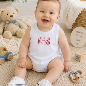 Monogram Baby Bubble Romper | Custom Initial Unisex Sun Bubble | Monogrammed Summer Outfit