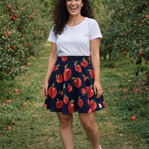 Crispy Apples Women's Skater Skirt, Brunch outfit, Juicy Fruity Skirt image 2