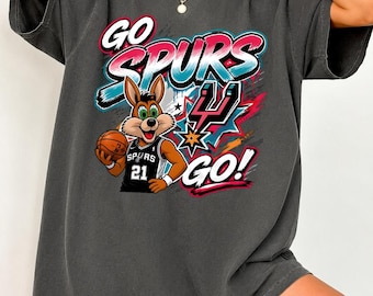 Go Spurs Go Comfort Colors T-shirt, Game Day Shirt, Retro Basketball Mascot Tee