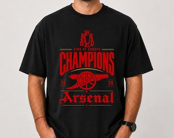 Camiseta del Arsenal, Camiseta del Arsenal Rey de Europa, Regalo para aficionados al fútbol, Camiseta de la Liga de Campeones