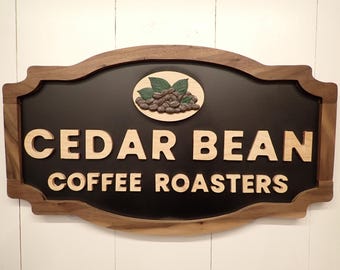 Custom Wooden Business Sign, 3D CNC Logo Sign for Storefronts, Cafés and Offices