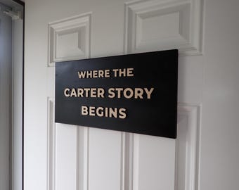 Personalized Maple Wood Family Sign | Where Our Story Begins Home Decor