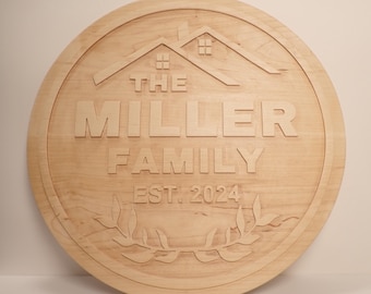 Custom Family Name Sign, Maple or Walnut Wood, Housewarming Realtor Gift