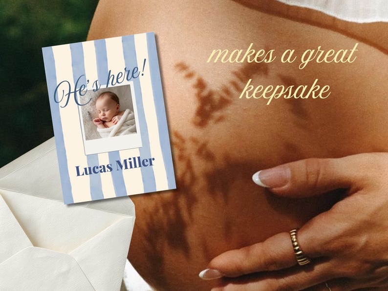 Custom Birth Announcement Template | Editable Canva Baby Announcement ...