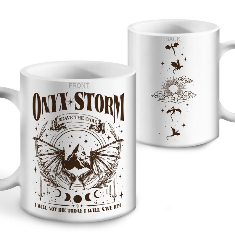 Dragon Rider Mug, Onyx Storm Brave the Dark Mug, Fourth Wing Series, Dragon Book Lovers, Onyx Storm Coffee Mug, Basgiath War College zdjęcie 6