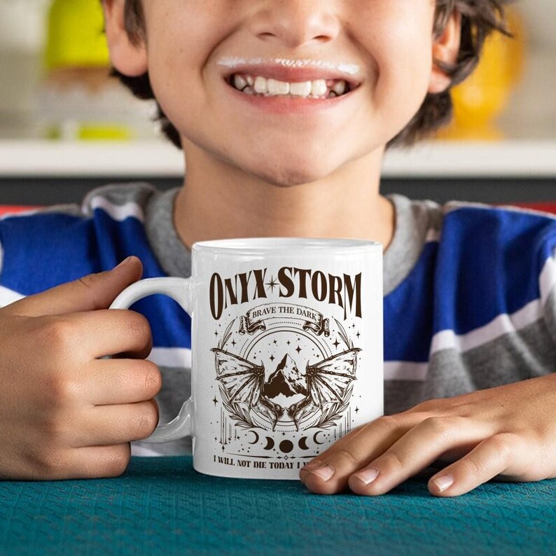 Dragon Rider Mug, Onyx Storm Brave the Dark Mug, Fourth Wing Series, Dragon Book Lovers, Onyx Storm Coffee Mug, Basgiath War College zdjęcie 7