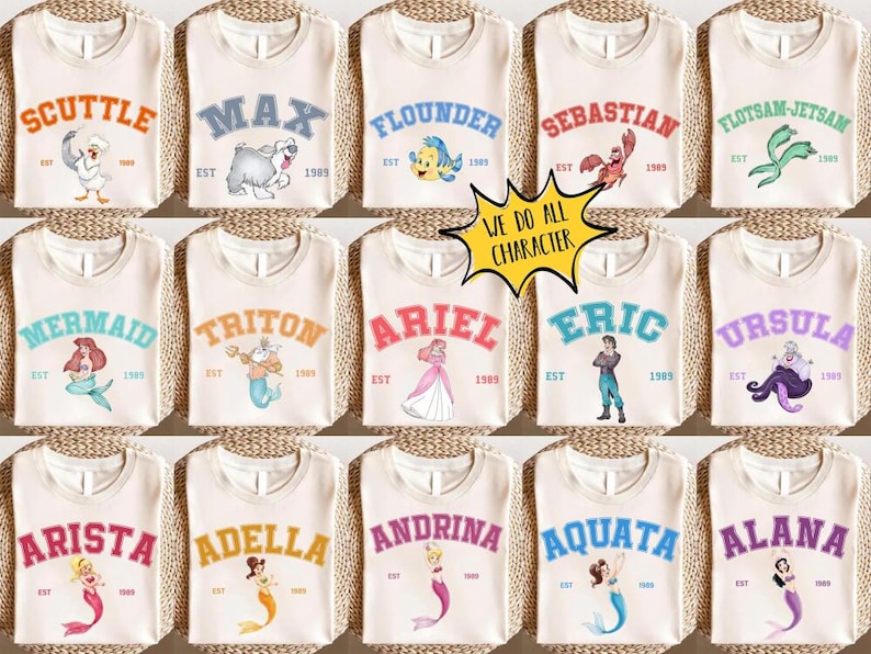 Custom Retro Disneyland Little Mermaid Shirt, Women's Little Mermaid Ariel Shirt, Ariel Mermaid, Disneyland Ariel Shirt, Girls Ariel Mermaid image 1