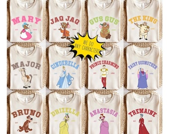 Retro Matching Cinderella Shirt, Disneyland World Group Shirt, Prince Charming, Fairy Godmother Shirt, Anastasia and Drizella Tee