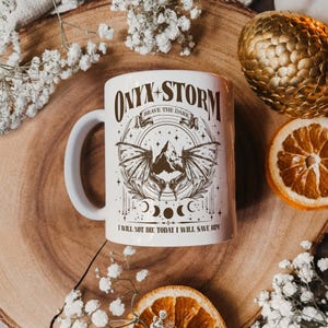 Dragon Rider Mug, Onyx Storm Brave the Dark Mug, Fourth Wing Series, Dragon Book Lovers, Onyx Storm Coffee Mug, Basgiath War College zdjęcie 2
