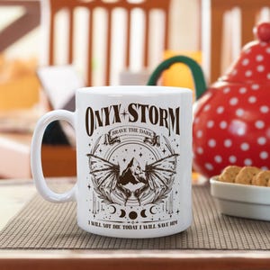 Dragon Rider Mug, Onyx Storm Brave the Dark Mug, Fourth Wing Series, Dragon Book Lovers, Onyx Storm Coffee Mug, Basgiath War College zdjęcie 4