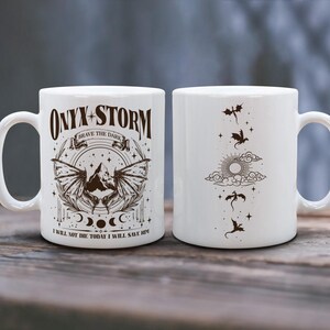 Dragon Rider Mug, Onyx Storm Brave the Dark Mug, Fourth Wing Series, Dragon Book Lovers, Onyx Storm Coffee Mug, Basgiath War College zdjęcie 3