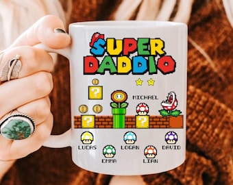 Custom Super Daddio Mug, Fathers Day Mug, Gamer Dad Gift, Custom Funny Gift For Dad,Personalized Dad Mug, Best Dad Ever Mug