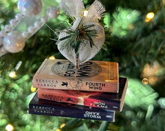 book ornament, bookstack, mini books, custom book stack, christmas ornament, shelf trophy, kindle, book worm gift, gift for book lover