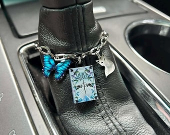 gear shift charm, mini book, mini book charm, custom mini book, book lover, gift for reader, thingy thingz, car accessory
