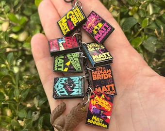 micro mini,mini book keychain, book purse charm, custom mini book, gift for book lover, thingy thingz, book charm, mini bookshelf