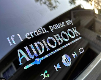 AUDIOBOOK, audio girlie, if i crash, bookish merch, thingy thingz, car decal, car sticker, custom decal, car cling,listening to an audiobook