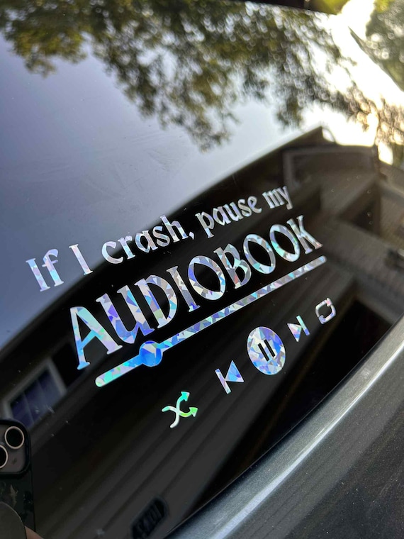 AUDIOBOOK, audio girlie, if i crash, bookish merch, thingy thingz, car decal, car sticker, custom decal, car cling,listening to an audiobook