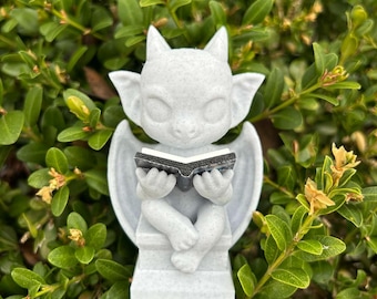 Reading gargoyle, book shelf decor, book merch, thingy thingz, cute gargoyle