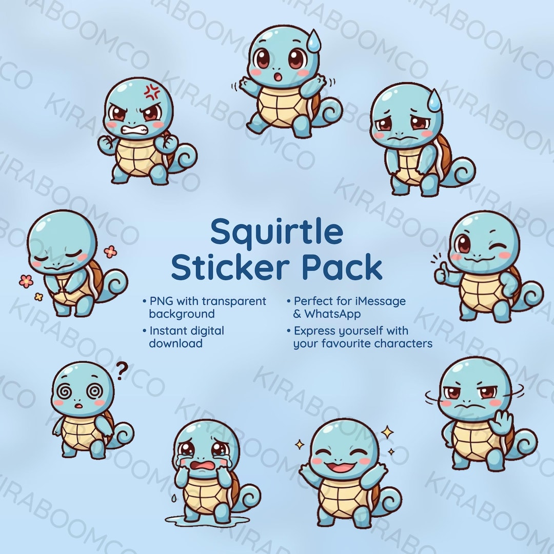 Kawaii Squirtle Reaction Sticker Pack 9 PNG Digital Stickers kawaii-squirtle-reaction-sticker-pack-9-png-digital-stickers