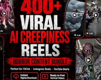Pack de plus de 400 vidéos virales IA terrifiantes | Vidéos d'horreur pour TikTok, Instagram Reels, YouTube Shorts et réseaux sociaux | Pack numérique