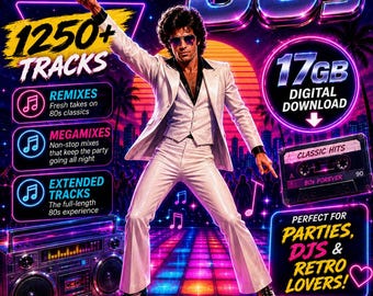 Collection de remixes des années 80 | Plus de 1250 mégamixes, versions longues et remixes DJ | Téléchargement numérique de 17 Go