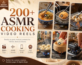 Pack de plus de 200 vidéos ASMR de cuisine | Vidéos de nourriture satisfaisantes pour TikTok, Instagram Reels et YouTube Shorts | Contenu prêt à publier