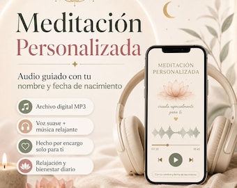 Audio de Meditación Personalizada MP3 con Nombre y Fecha de Nacimiento, Relajación Guiada y Afirmaciones Positivas
