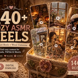 140+ Cozy ASMR Reels Bundle | Wool Universe Comfort Videos | Ready-to-Post Instagram TikTok Shorts | Digital Download