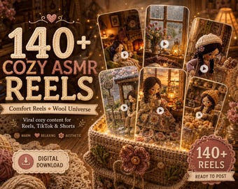 Pack de plus de 140 vidéos ASMR relaxantes | Wool Universe Comfort Videos | Shorts prêts à publier sur Instagram et TikTok | Téléchargement numérique