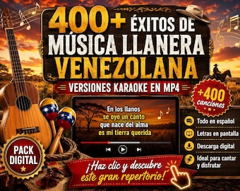 400+ chansons de karaoké vénézuéliennes Llanero MP4 | Musique de Llanera avec paroles | Simón Díaz, Reynaldo Armas et plus | Pack numérique 10 Go
