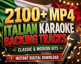 Plus de 2100 vidéos karaoké italiennes au format MP4 | Pistes d'accompagnement avec paroles | Chansons italiennes classiques et modernes | Téléchargement numérique C10