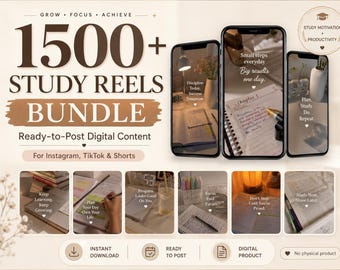1500以上の学習用リール動画集、すぐに投稿できるTikTok/Instagramリール動画、学習モチベーション動画、顔出しなしコンテンツ、デジタルダウンロード