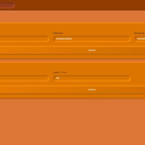 K&ouml;nnte beinhalten: Webseiten-Oberfl&auml;che mit orange-braunem Farbschema. Die Seite zeigt Felder f&uuml;r API-Anmeldeinformationen und andere Details, einschlie&szlig;lich API-Schl&uuml;ssel, Client-Schl&uuml;ssel, Secret-Key und W&auml;hrung. Das Navigationsmen&uuml; befindet sich auf der linken Seite.