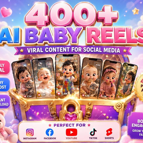 Über 400 KI-Baby-Reels im Paket: Virale Baby-Videoinhalte für TikTok, Instagram und YouTube Shorts – sofort postbereite Social-Media-Videos