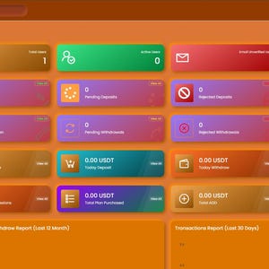 K&ouml;nnte beinhalten: Eine Website-Dashboard-Oberfl&auml;che mit einem warmen Farbschema. Das Dashboard zeigt verschiedene Datenpunkte in farbigen rechteckigen K&auml;stchen an, darunter Finanzkennzahlen, Benutzerzahlen und Transaktions&uuml;bersichten. Die Oberfl&auml;che ist sauber und &uuml;bersichtlich.