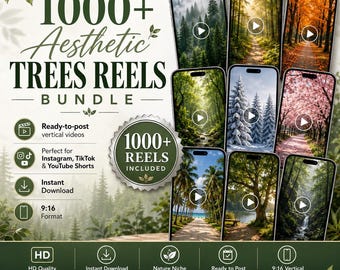 Pack de plus de 1000 Reels esthétiques sur les arbres, vidéos virales sur la nature, Reels Instagram sur les forêts, contenu TikTok sur les arbres, Shorts YouTube, prêts à être publiés