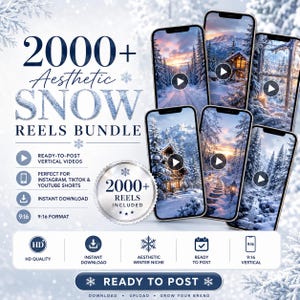 2000+ Aesthetic Snow Reels Bundle, Viral Winter Videos, Christmas Instagram Reels, TikTok Snow Content, YouTube Shorts, Ready to Post