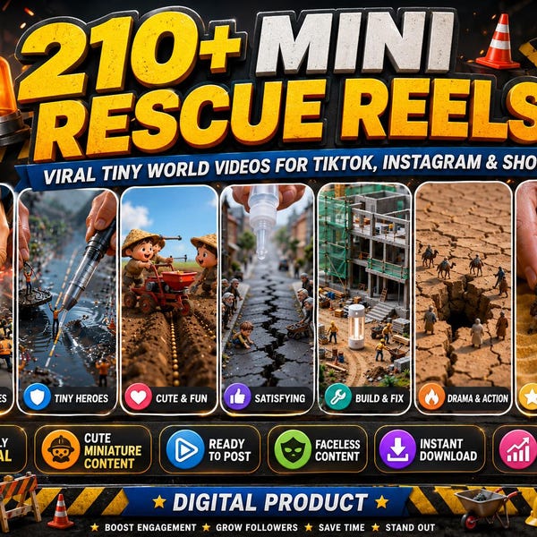 210+ Mini-Rettungsvideos im Paket | Virale Tiny-World-Videos für TikTok, Instagram Shorts, anonyme Inhalte