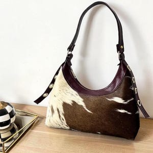 Genuine Cowhide Leather Purse | Hair-On Bag | Western Boho Shoulder Handbag | Cow Print Crossbody Handmade Bag Gift for Women