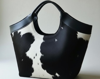 Exclusive Cowhide Tote Bag Large - Carryall Cowhide Tote Shoulder Bag - Western Cowhide Purse - Ladies Tote Handbag - Ideal Gift for Her