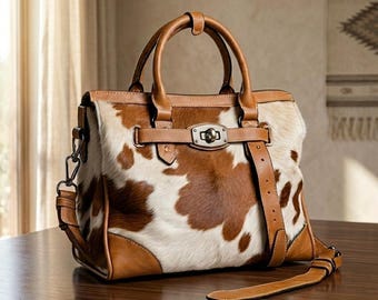 Genuine Cowhide Leather Purse | Hair-On Bag | Western Boho Shoulder Handbag | Cow Print Crossbody Handmade Bag Gift for Women