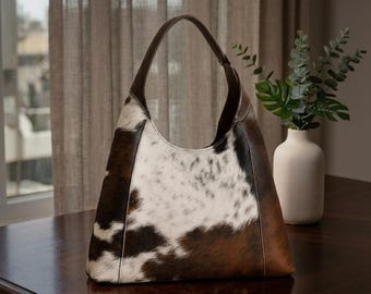 Genuine Cowhide Hobo Bag | Hair-On Leather Shoulder Bag | Boho Western Purse | Handmade Tote | Unique Gift for Her