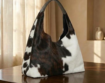 Leder Umhängetasche | Große Hair On Hide Umhängetasche | Boho Western Tasche | Rindsleder Geldbörse | Einzigartiges Geschenk für sie | Echtleder Tasche