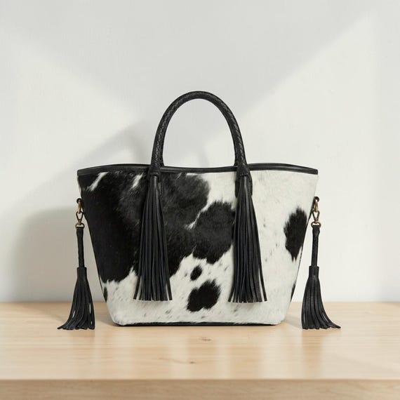 Genuine Cowhide Leather Purse | Hair-On Bag | Western Boho Shoulder Handbag | Cow Print Crossbody Handmade | Bag Gift for Her