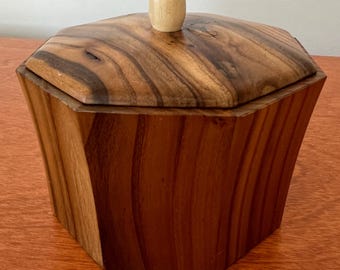 Signed John Morel Segmented Wood Box, Russian Olive Wood Canadian Studio Craft Dated 2012